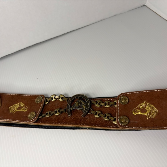 Brulaine Accessories - Brulaine 3 Brazilian Buckles Leather Belt 37 in Horses/Western/Equestrian/Cowboy